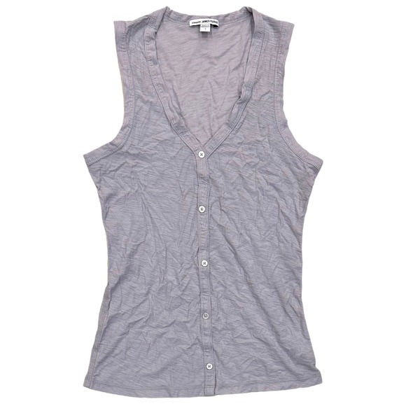 James Perse Tops - James Perse Women's Cotton Modal Slub Sleeveless V Neck Button Accent Shirt Top